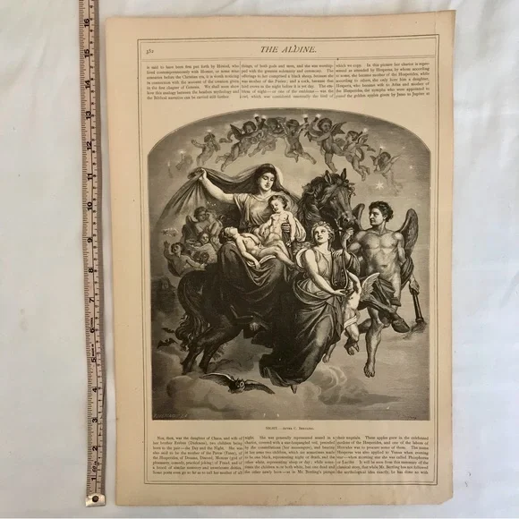 Angel Night Print by R. Brend’amour 1875 vintage art - Picture 2 of 13